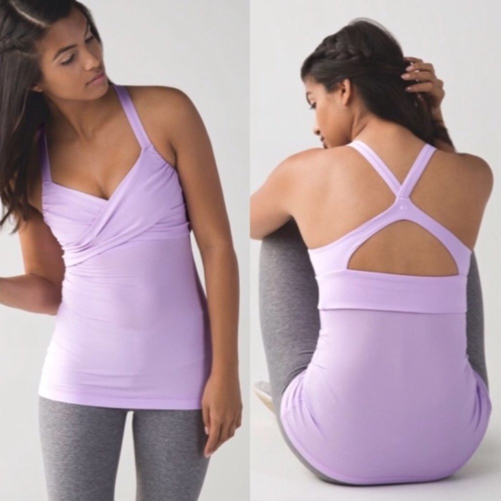 Lululemon Wrap It Up Tank Crossover Bra in Pastel Pretty Purple Lilac Size 8